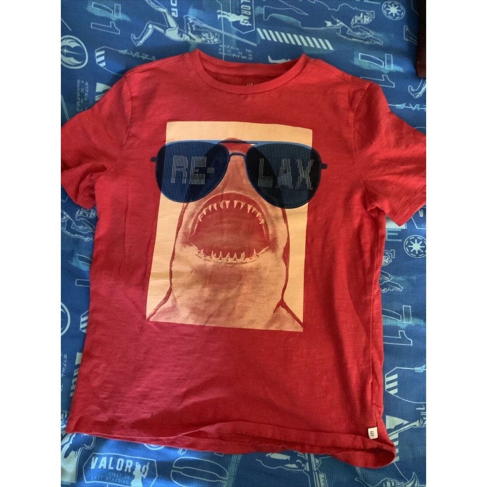 Gap Boys Relax Cute Shark Summer Short-sleeved T-shirt Size : XL Husky